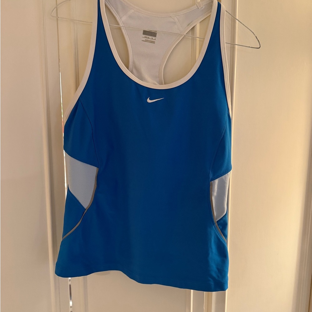 Nike Blue and White Athletic Tank Top